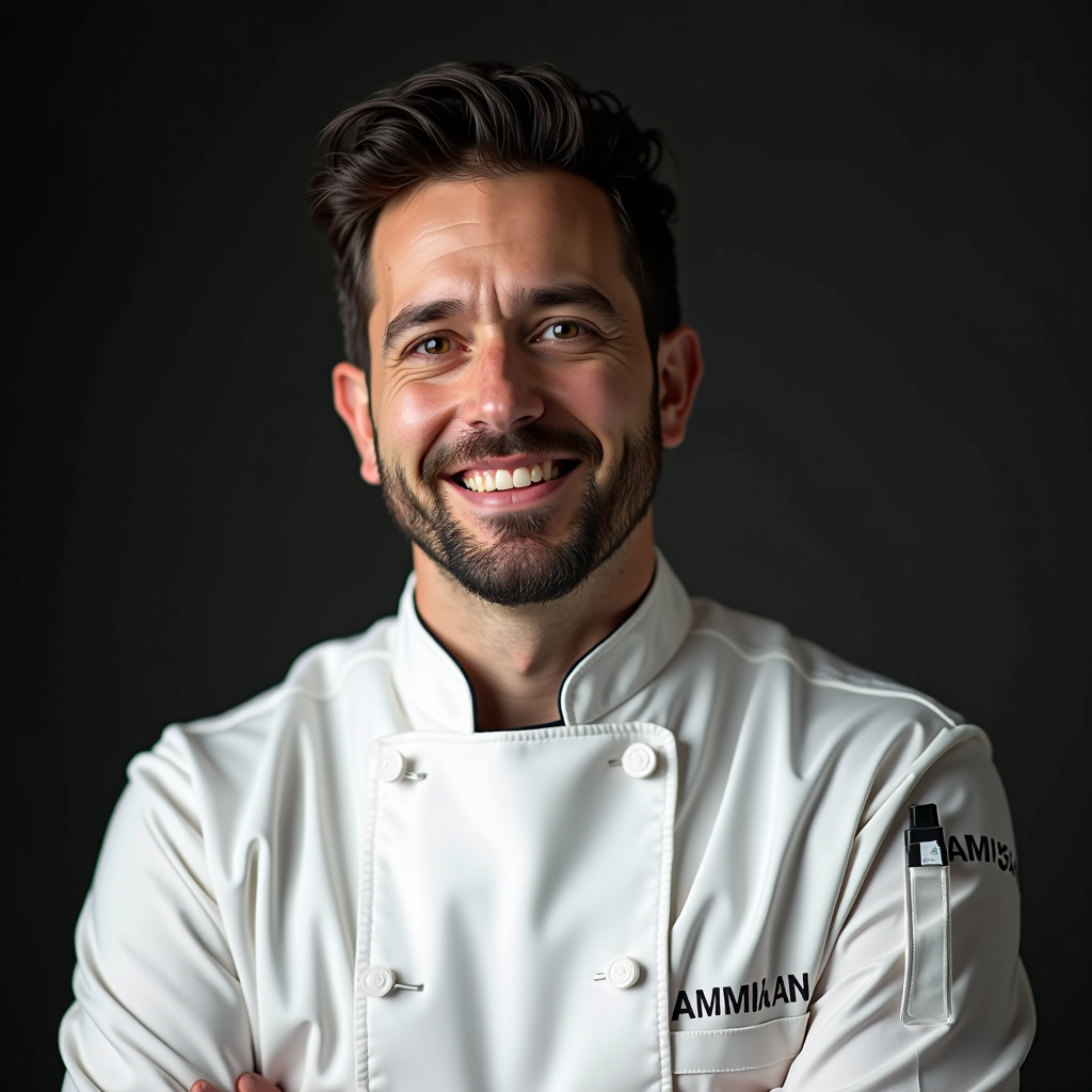 Thomas Schmidt - Rezeptentwickler, Koch mit dunklen Haaren in Kochkleidung